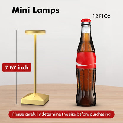 FUNTAPHANTA 3 Pack 7.67in Gold Small Cordless Table Lamps Rechargeable, Battery Operated Mini Lamp, Small Lamp Touch Portable Table Lights, LED Night Light for Bedside/Dining/Bar/Outdoor (Gold-C)