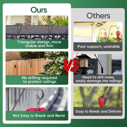 Gicare 4 Pack Vinyl Fence Hooks, Heavy Duty Durable Brown Fence Plant Hangers for Outdoor, Patio Hooks, Over The Fence Hook for Hanging Plants, Flower Baskets, Bird feeders, Lights, Pool Equipment