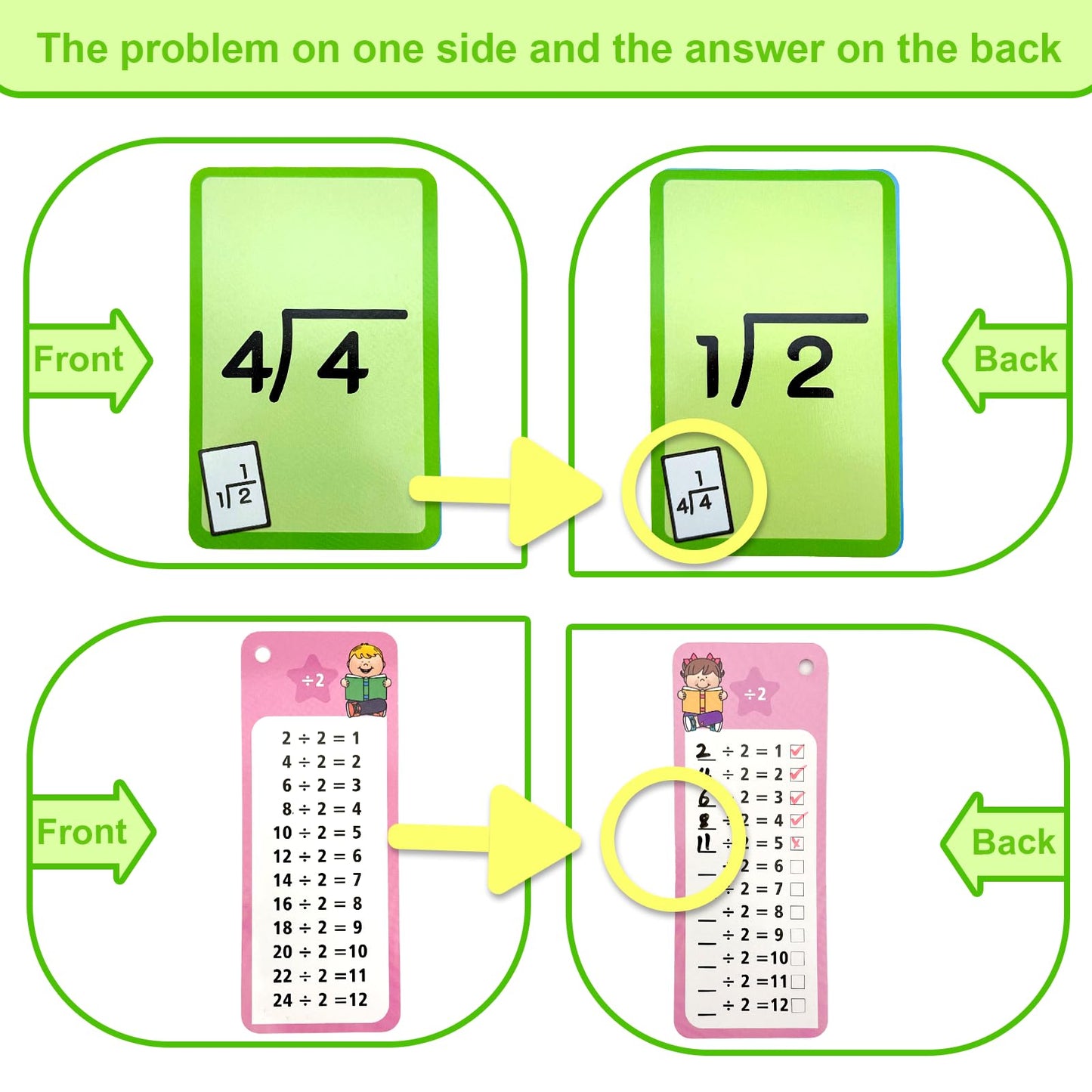 Multiplication Flash Cards & Division Flash Cards -102 Reusable Math Practice Cards with Multiplication, Division,Math Flashcards,Games for Kids Ages 6+ |Spark Skills & Fun Learning