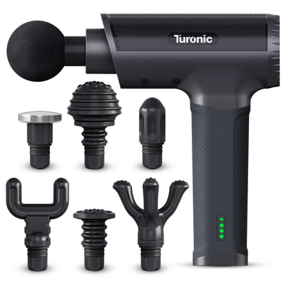 Turonic Professional Handheld Massage Gun - Deep Tissue Percussion Massager, 20 Speeds, 7 Heads, Quiet, Powerful, Portable, Cordless, Great for Athletes, Personal Use, Shoulder, Foot, Back Body, GM5