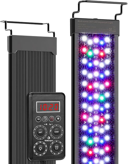 fishkeeper Smart LED Aquarium Light with One-Button Real-Time Sync, 24/7 Mode Full Spectrum Fish Tank Lights, 9 Colors DIY, 9 Timer, 10 Brightness IP68 Waterproof Aquarium Plant Light for 40-48 inch