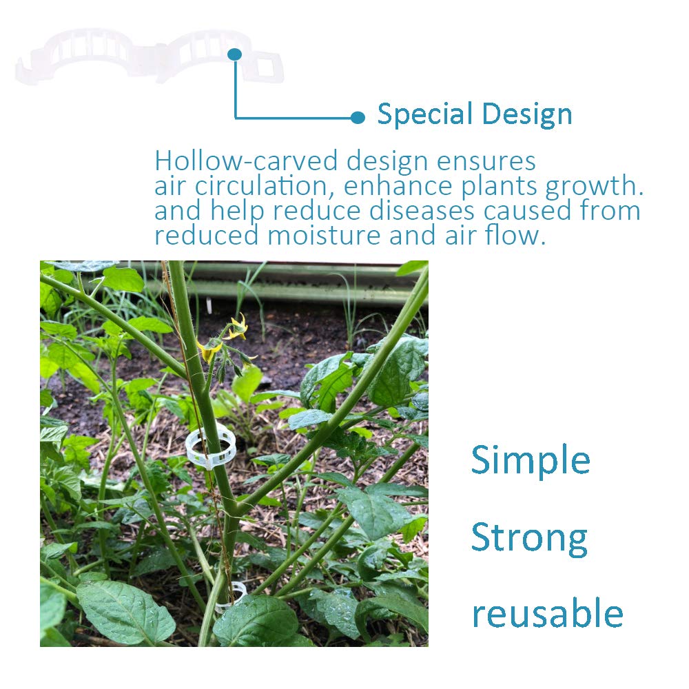 Greenhouse Trellising Kit 10PCS Plant Roller Hooks with 100PCS Tomato Support Clips for Tomato,Plant, Greenhouse,Flower Vine Twine Crop Trellis Kits