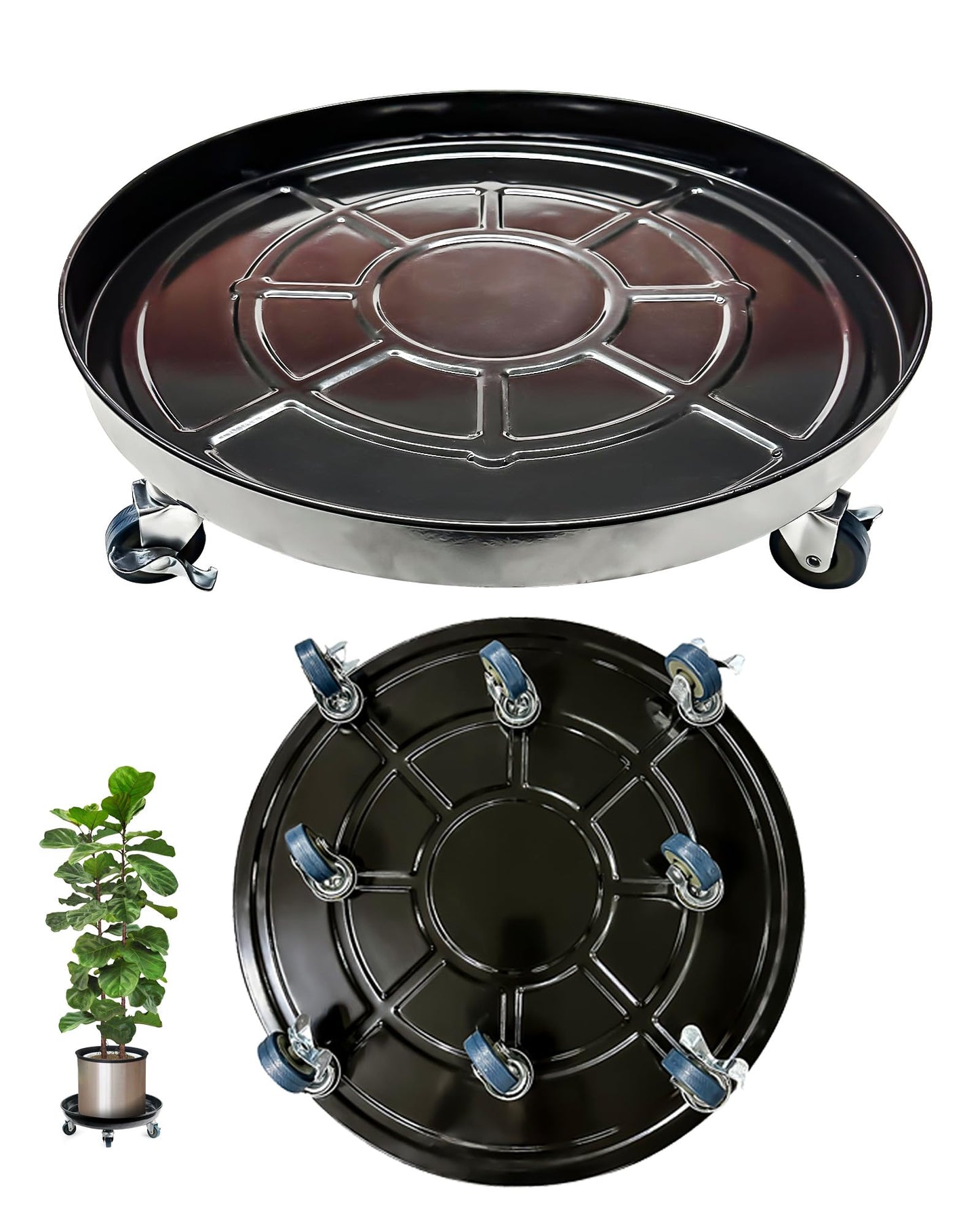 Tadpolebaby Heavy Duty Plant Caddy with Solid Rubber Wheels, Lockable, Increased Load Capacity, One-Minute Installation, Suitable for Indoor, Outdoor, Patio, Garden Settings, 20 Inches 1PACK, Black