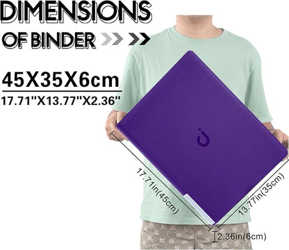 D DACCKIT Card Binder 16 Pocket - Fits 1024 Cards，4X4 Ringless Card Album with Sleeves for Trading Cards & Sports Cards（Model A，Classic Purple）