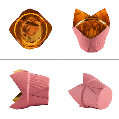 Party Hippo Gold Tulip Cupcake Liners, 100 Count Baking Paper Cups, Greaseproof Cupcake Wrappers for Muffins, Cupcakes, Wedding, Birthday, Baby Shower