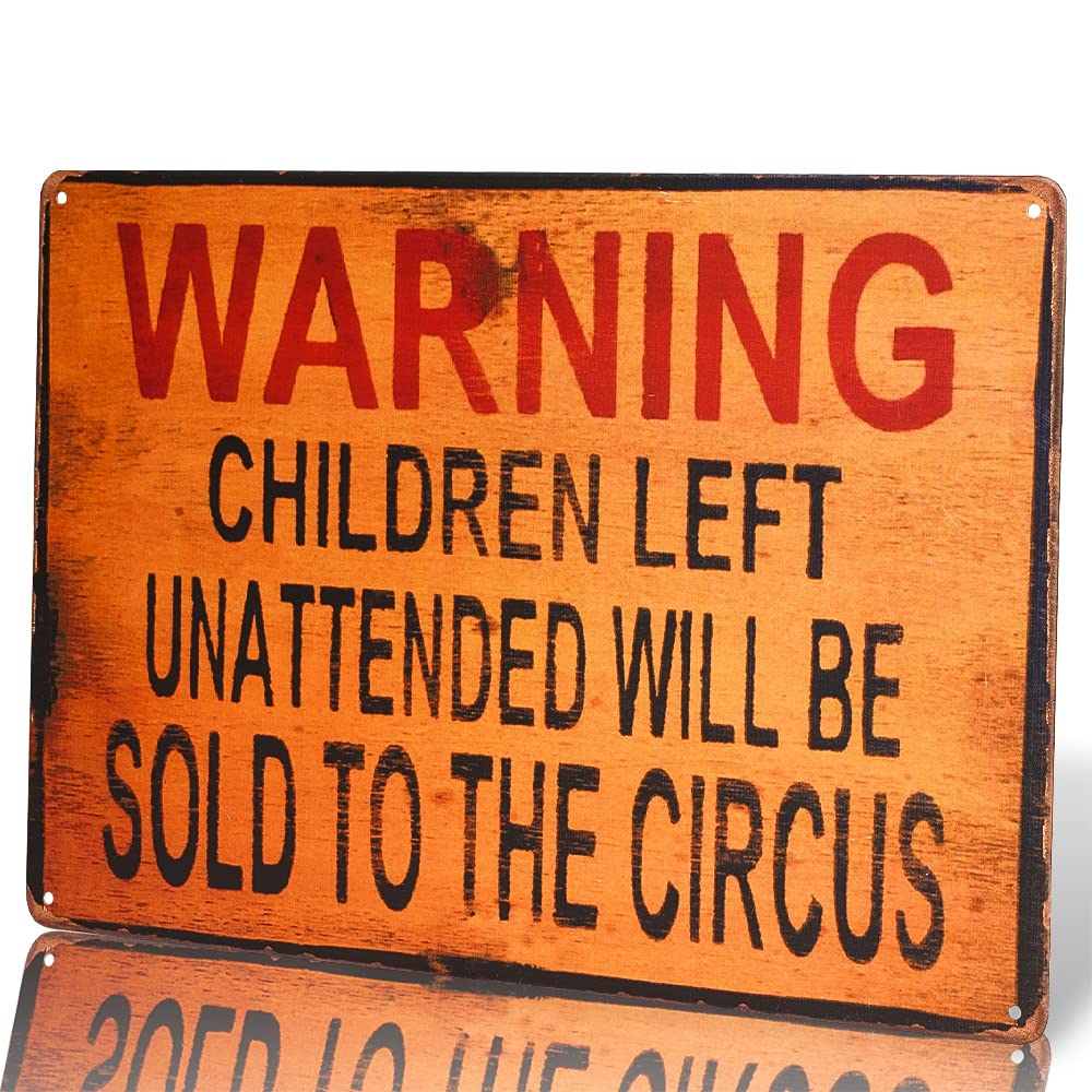 dingleiever-TIN Sign Warning Children Circus Metal Decor Art for Kitchen Store Ranch Bar