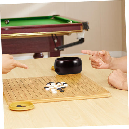 YARNOW Go Jar Wooden Chess Piece Holder Bowl with Lid 5.51 Inch Durable Storage Container for Go Gobang Stones Home Game Accessory