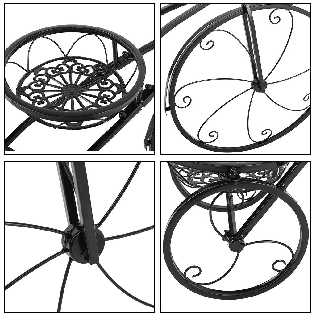 ETHY, Black ,32.3x20x9.4in Tricycle Plant Stand Flower Pot Cart Holder Ideal for Home Garden and Patio,Great Gift for Plant Lovers, Housewarming, Mother’s Day - Parisian Style