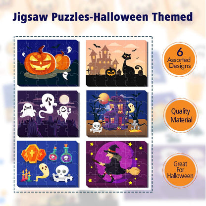 KiDEPOCH Halloween Puzzles Set of 6 Designs - 36 Pack, 24-Piece, 5.5 x 7.3 inches, Multicolor, Cardboard & Paper, Jigsaw, For Kids & Adults, Indoor & Classroom, Family Game Night & Party Favors