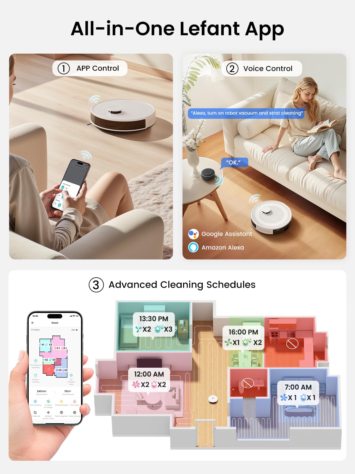 Lefant LiDAR Robot Vacuum and Mop, 450ml Visible Dustbin, Upgraded 190° PSD Obstacle Avoidance, Customized Cleaning, Multi-Floor Mapping, 150 Mins Runtime, WiFi/Alexa/APP, Pet Hair & Carpets, M330 Pro