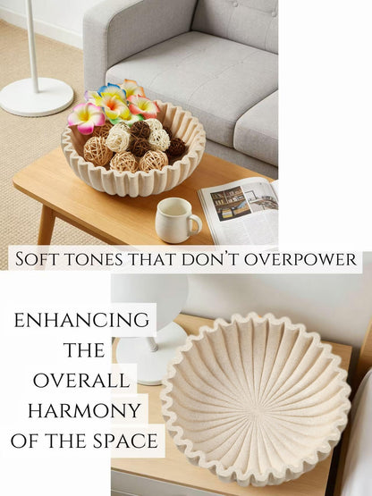 WVTANVW Ruffle Decor Large Decorative Bowl,fruit bowl kitchen stone bowl,bowl decor,Trendy home decor large Stylish Key Bowl for Entry Table
