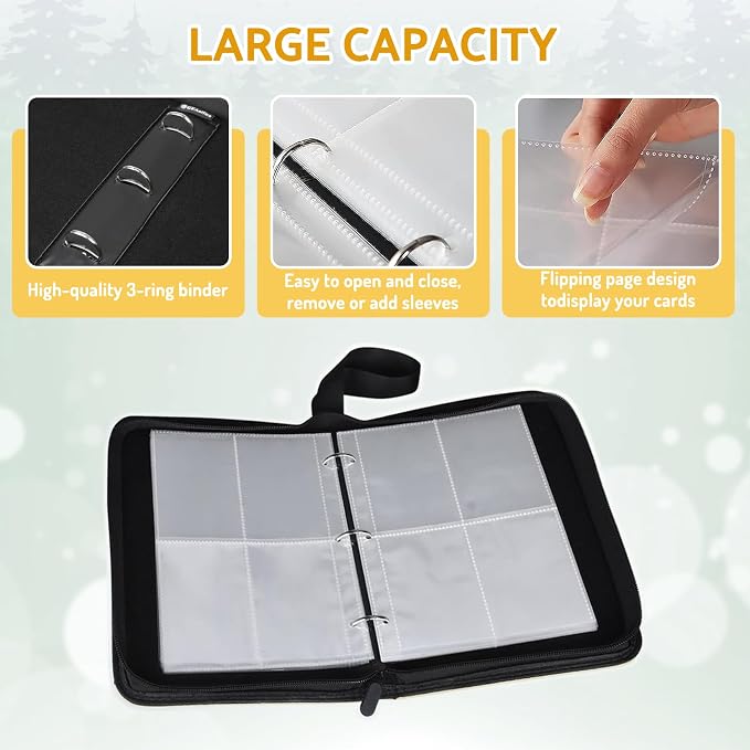Football Card Binder Holder 480 Pockets with 60 Removable Sleeves, Portable Sports Trading Cards Binder Album Collector Organizer Protectors with Zipper,Waterproof