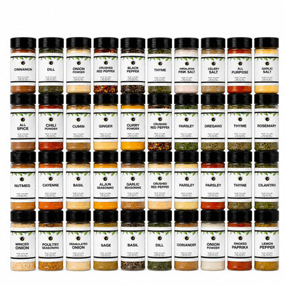 Ultimate Pantry Spice Set - 40 Piece Complete Spice & Herb Collection with Seasoned Salts - Kitchen Starter Kit - 8.75 lbs - Everything you Pantry Needs!