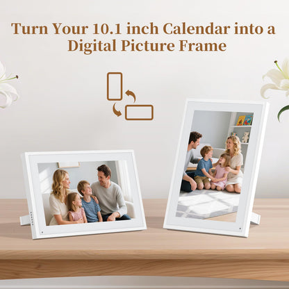 Smart Digital Calendar,10.1"HD Touchscreen Electronic Desk Calendar & Chore Chart, Touchscreen Interactive Display for Family Schedules with Meal Planner & Picture Frame & Lists