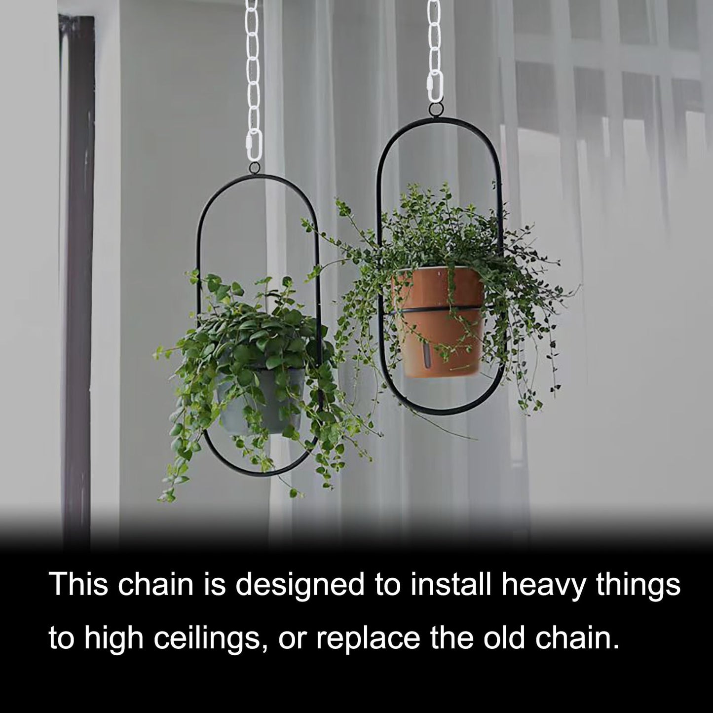 ECUDIS 20 Feet Pendant Light Fixture Chain, Lighting Hanging Chain Extension with Connection Locks, Lighting Chain Replacement for Chandelier, Plants, Fruit Basket (White)