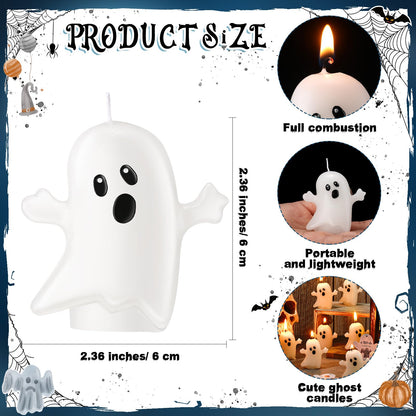 MTLEE 50 Sets Halloween a Little Boo is Almost Du Baby Shower Favors Cute Ghost Candles Unscented with Mini Ghost Thank You Cards Bags for Halloween Boo Gender Reveal Party Supplies (Blue)