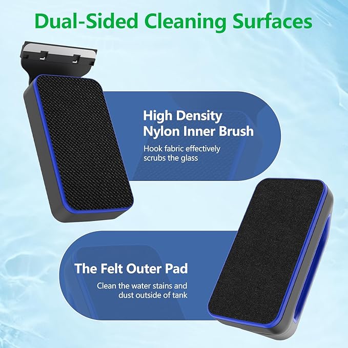 Aquarium Magnet Glass Cleaner, Double-Sided Detachable & Floating Algae Scraper for 0.2-0.6 Inch Fish Tank Glass Cleaning, No Scratches (M)