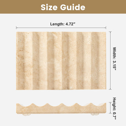 Soap Dish Rectangular, Beige Travertine Stone Soap Holder with Self Draining - Shower Bathroom Kitchen, Jewelry Ring Display Tray