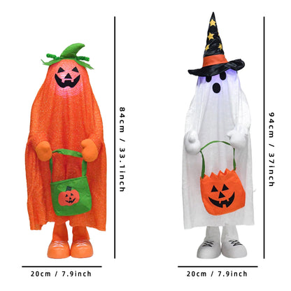 YUETJIN 37" Front Porch Light up Halloween Ghost Figure Décor, Kit Standing Trick or Treat Indoor and Outdoor Decorations-Start