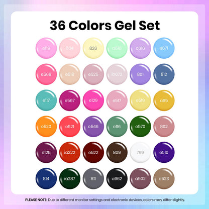 beetles Gel Polish 44pcs Fall Gel Nail Polish Set 36 Colors Brown Burgundy Red Blue Purple Orange Green Black Nude White with Base Top Coat UV LED Needed Salon DIY at Home Gift for Women Colorful Muse