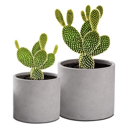 Ekirlin Planters for Indoor Plants, 3.5/4 Inch Plant Pots with Drainage Holes, Removable Rubber Stopper, Non-Slip Soft Pad - Grey Cement Concrete Planter for Most Indoor Outdoor Plants and Flowers
