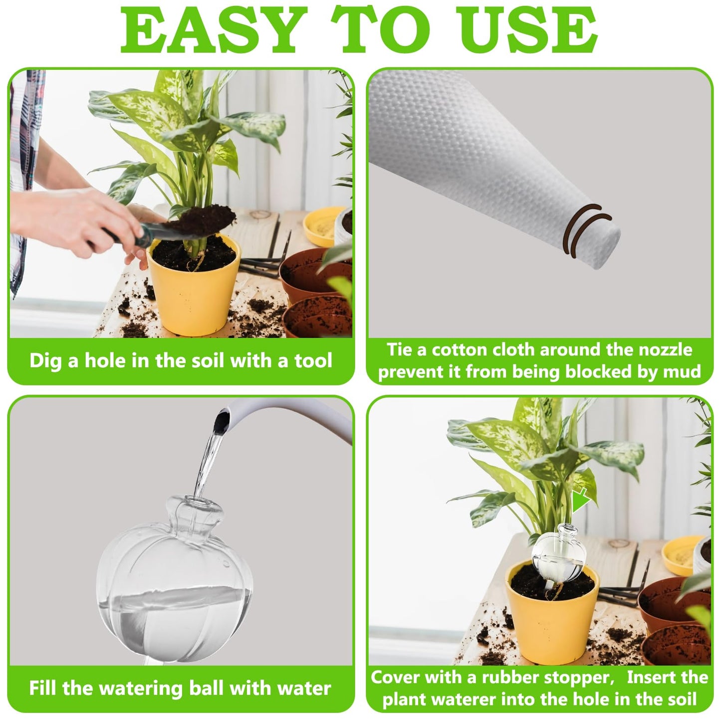 Suyeah 6 Pack Plant Watering Globes Top Fill, Self Watering Planter Spikes Insert, Self Watering Planter Insert Plant Watering Devices Plant Watering Bulbs for Indoor and Outdoor (Pumpkin)