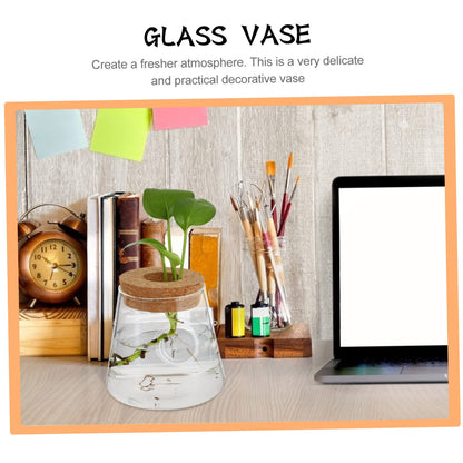 Garneck 2Pcs Hydroponic Plant Vases Clear Glass Terrarium Garden Decoration for Home Office Floral Arrangement and Nature Lovers Gift