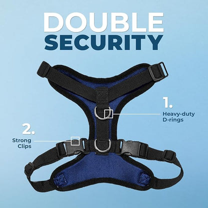 Voyager Step-in Pet Harness - All Weather Mesh, Adjustable Step in Harness for Cats and Dogs by Best Pet Supplies - Royal Blue/Black Trim, L