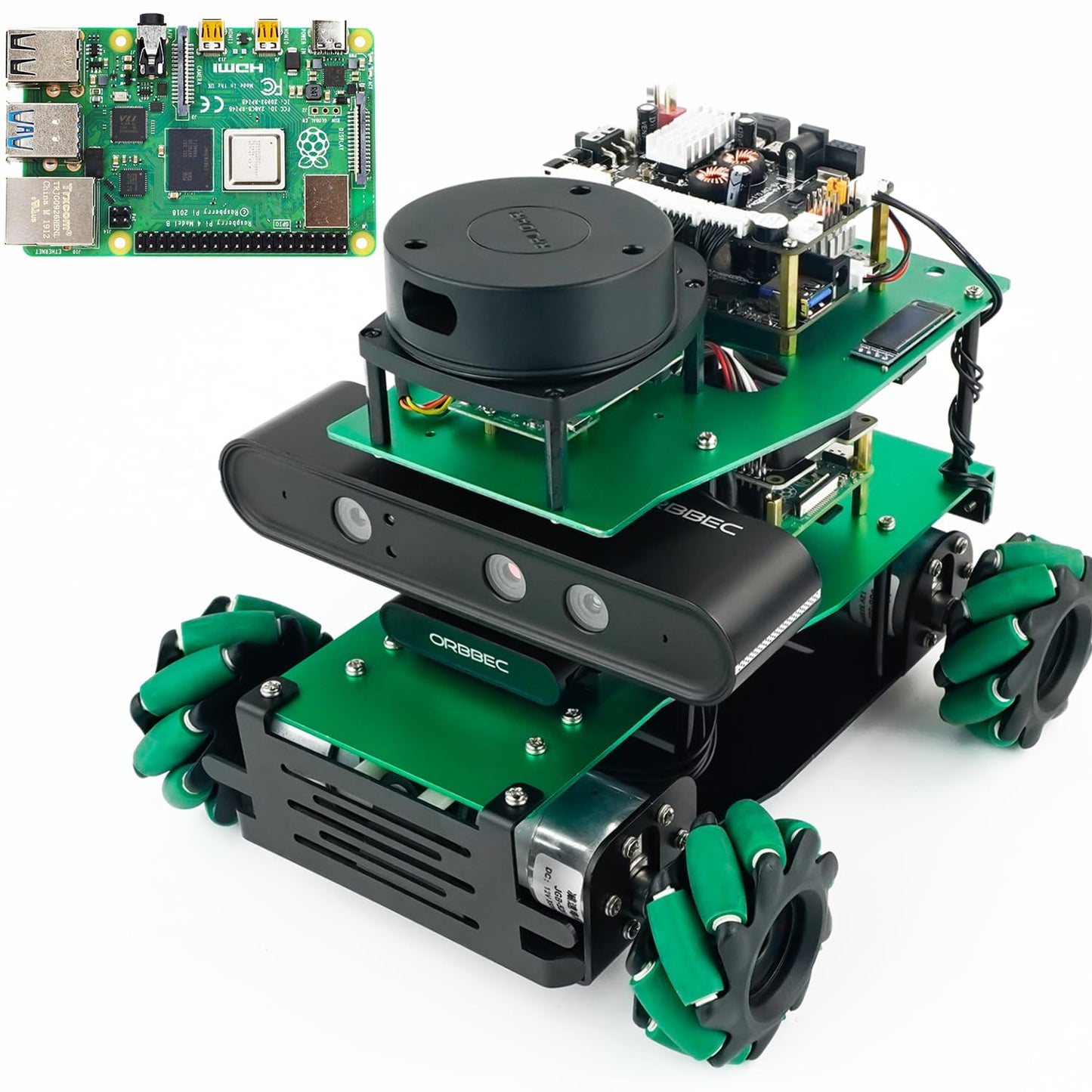 Yahboom RPi 5 8GB Powered Educational Robot AI Voice Module, AI Vision Mapping Navigation 360°Movement for Mechanical Engineers（Pi Sta Ver-with Pi 5(8G)）