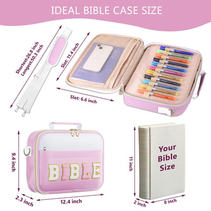 WOBAGMEN Bible Cover Case for Women,Large Leather Bible Book Covers with Bible Study Supplies, Bible Study Accessories Bible Journaling Kit,Purple Church Bag Christian Gifts for Women