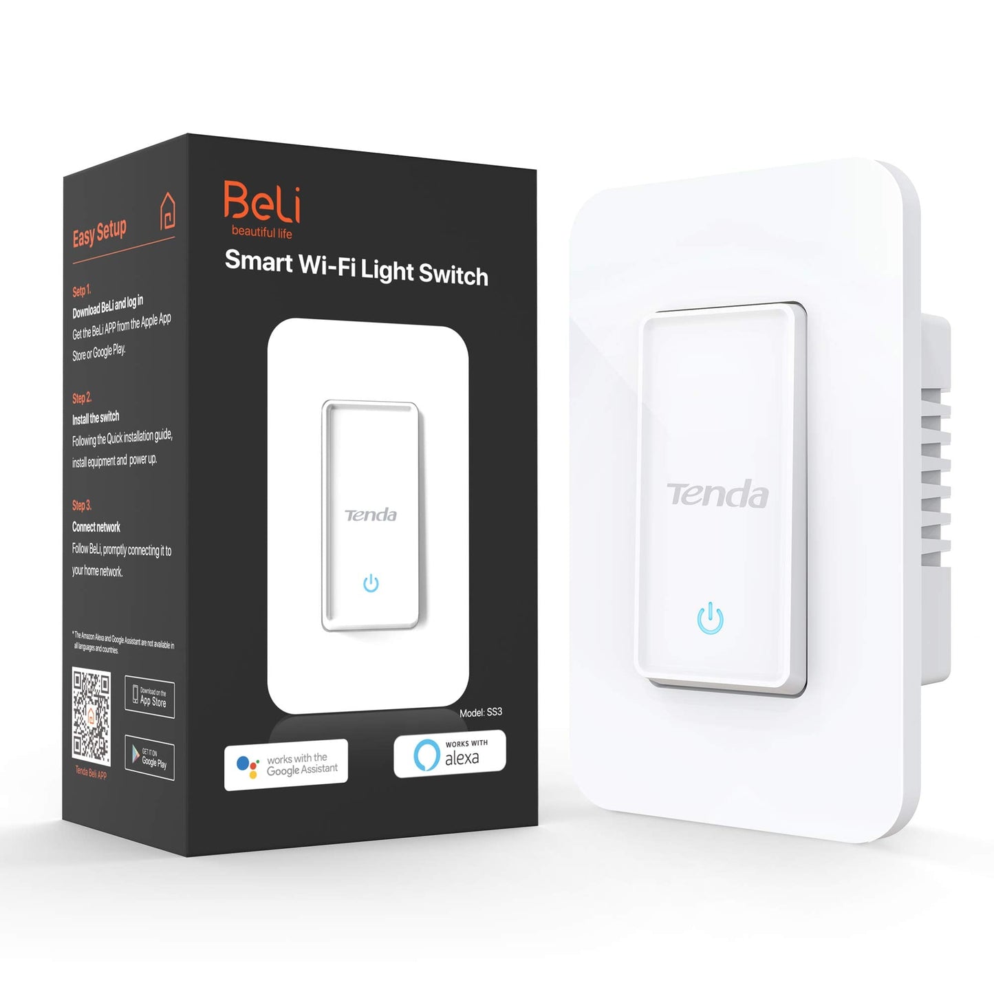 TENDA SP6 Smart Plug WiFi Outlet Switch, Works with Alexa & Google Assistant for Voice Control, Remote Control via App, Timer & Schedule Function, 15A Easy Install, Compact Design, FCC ETL Certified