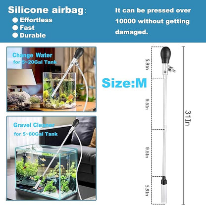 Carefree Fish Aquarium Gravel Cleaner 6Ft Hose Fish Tank Water Changer Sand Vacuum Silicone Airbag Adjustable Length ABS(for 5~20Gal Tank) 2026 New Upgrade Version