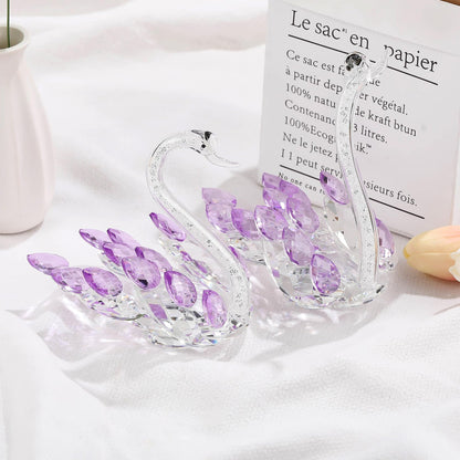Ornalrist Set of 2 Crystal Purple Swans Figurines, Anniversary Wedding Gifts for Women, Mom, Couple, Glass Swan Collectibles Birthday Presents Keepsake for Parents Home Decor, 6.5in Gift Boxed