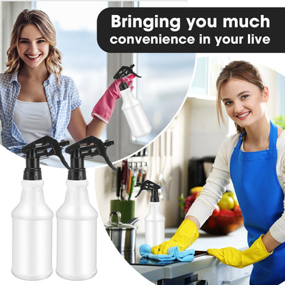 Eccliy 12 Pcs 16 Oz Plastic Spray Bottle, Adjustable Empty Reusable Sprayer for Cleaning, Planting, Water, Bathroom and Kitchen, BBQ, Commercial and Residential (Original,Black)
