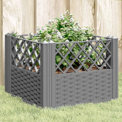 WRJENFSC Light Grey Rattan Effect Raised Garden Bed Planter Box Outdoor Square 17.1 Inch Synthetic Polypropylene Modular Elevated Planter for Vegetables Flowers Herbs