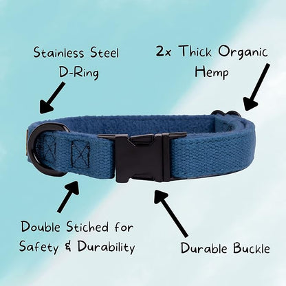 Pawsitive Teal Dog Collar Hemp Dog Collar - Super Soft Hypoallergenic Lining. Great for Small, Medium and Large Dogs; Medium Emerald Green