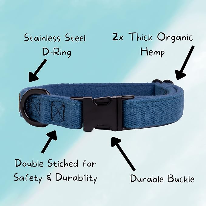 Pawsitive Hemp Dog Collar - Super Soft Hypoallergenic Lining. Great for Small, Medium and Large Dogs; Medium Rosemary Red