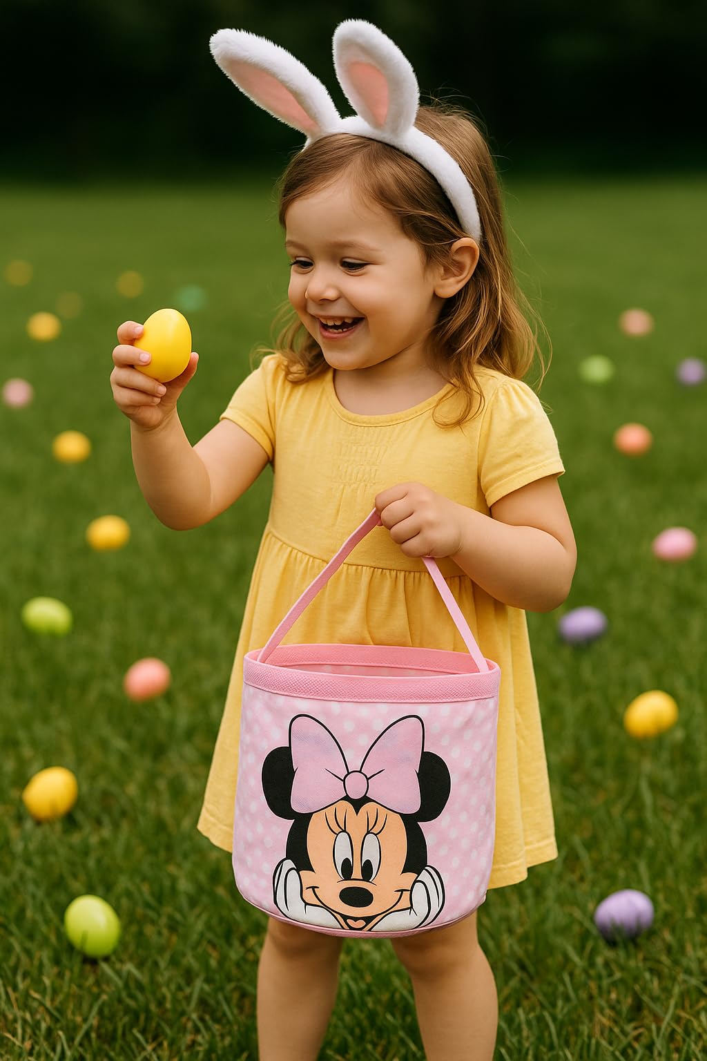 Disney Minnie Mouse Tote Bag for Kids | Collapsible Halloween Trick or Treat Bag, Candy Tote, and Reusable Easter Basket | Minnie Mouse Travel Tote, Shopping Bag, or Party Carryall | Ages 3+
