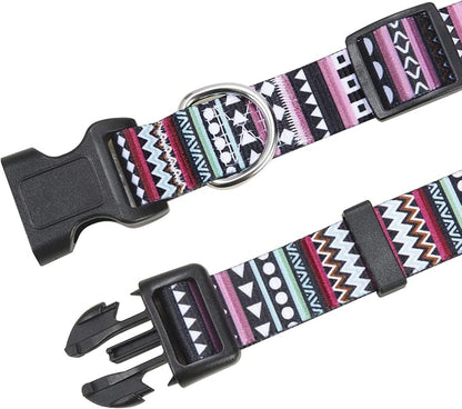 Mihqy Dog Collar with Bohemia Floral Tribal Geometric Patterns - Soft Ethnic Style Collar Adjustable for Small Medium Large Dogs (Bohemian Purple,XS)