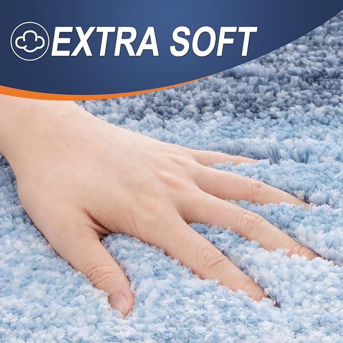 OLANLY Bathroom Runner Rugs Mat 47x24, Extra Soft Absorbent Microfiber Bath Rugs, Rubber Backing, Quick Dry, Washable Long Bath Mats for Bathroom Floor, Tub and Shower, Home Decor Accessories, Blue