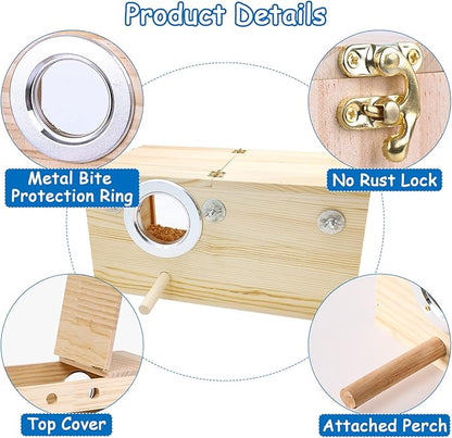 BNOSDM Parakeet Nesting Box Transparent Bird Nest Breeding Box with Perch (M)