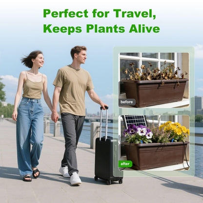 Solar Automatic Drip Irrigation Kit System, 50FT Solar Powered Auto Easy DIY Watering Device Supported Pots Plants, 6 Timing Modes with Anti-Siphoning Device