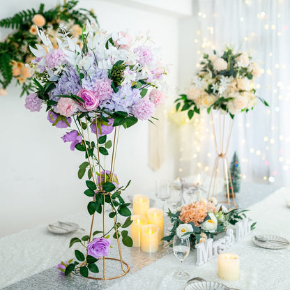 Gold Vases Centerpieces for Wedding Geometric Metal Flower Stand for Tables Bulk, 4pcs 23.6” Tall Trumpet Vases for Centerpieces Party Dinner Anniversary Ceremony
