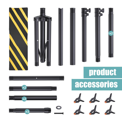 Womnwomn T-Shape Backdrop Stand 8x5.3FT, Height and Width Adjustable Background Stand for Parties,Green Screen Holder with 6 Spring Clamps