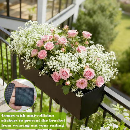 Dogetgd Railing Planter Box Metal Hanging Planter for Outdoor Balcony Heavy-Duty Window Planter Box with Adjustable Brackets