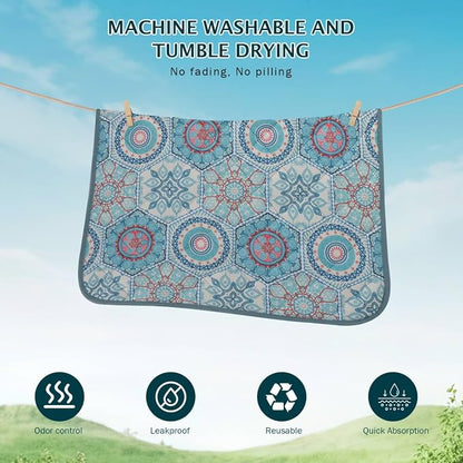 IEUUMLER Washable Pee Pads for Dogs Extra Large 71" x 71", 1 Pack Non-Slip & Waterproof Whelping Pad, Reusable Puppy Potty Training Pad for Playpen EU007 (Green Medallion, 71"X71"-1pcs)