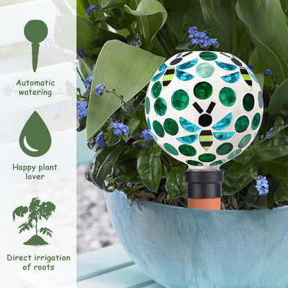 Chonsun Terracotta Plant Watering Globes Mosaic Self Watering Spikes 2 Pack for Indoor Outdoor Plants Automatic Plant Waterer Plant Watering Devices for Garden Home Decor