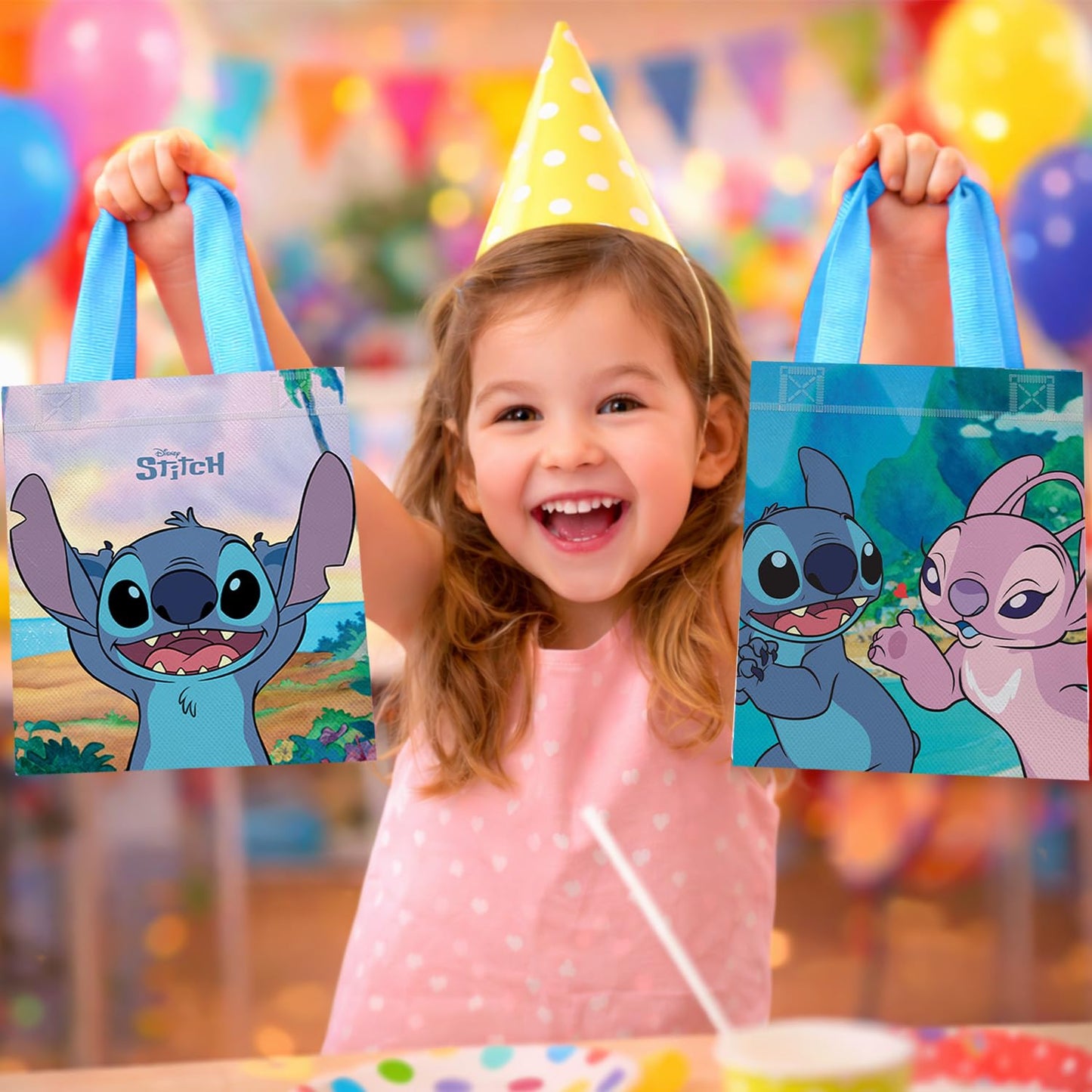 Disney Lilo and Stitch Party Favor Bags Bundle – 12 Pack of 8 Inch Goodie Bags for Kids Bulk Reusable Mini Totes | Stitch Birthday Party Supplies for Boys, Girls
