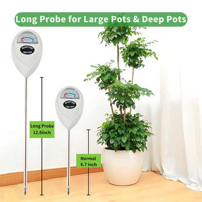 Censinda Soil Moisture Meter, 2 Pack Long Probe Soil Moisture Monitor for House Plants, Soil Hygrometer Moisture Sensor for Indoor & Outdoor, Garden, Farm, Lawn Plant Care, No Battery Needed(White)
