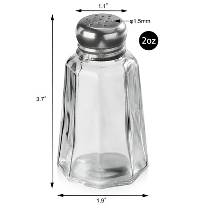 New Star Foodservice Glass Salt and Pepper Shaker with Stainless Steel Mushroom Top, 2-Ounce, Set of 12